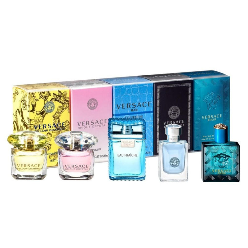 Estuche Miniaturas Versace Yellow M+Crystal M+Fraiche H+Homme+Eros H 5pcsX5Ml (H&M)